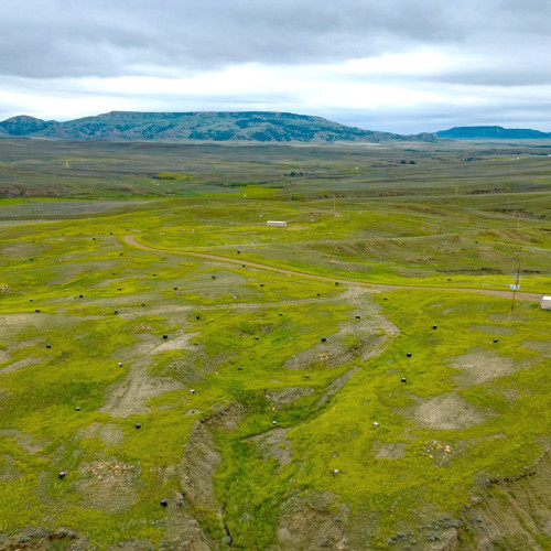 UEC Christensen Ranch Mine Unit 10, showing wells and two Module Buildings