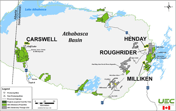 Figure 1 – UEC's Athabasca project portfolio with newly acquired projects